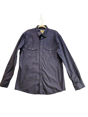 Panhandle Roughstock shirt Mens L Blue slim fit pearl snap 3 snap cuff cowboy ro